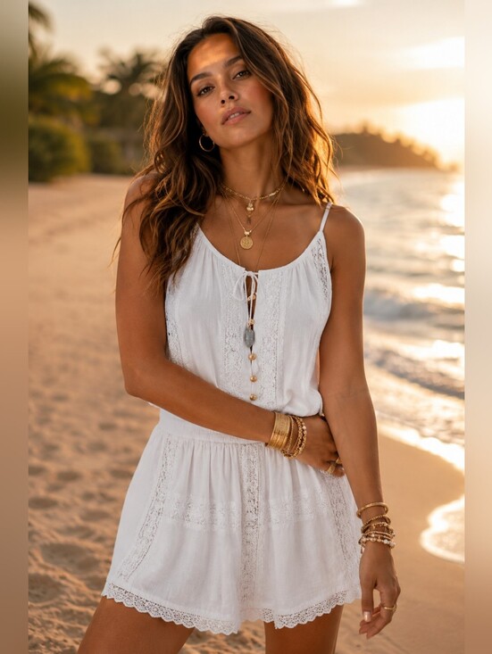Melissa Odabash Dresses & Skirts - Melissa Odabash Ivory Lace-Trim Sleeveless Dress.